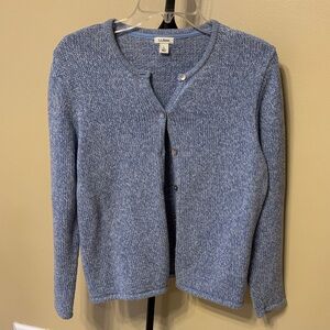L.L. Bean Women's Heathered Blue Cardigan large petite